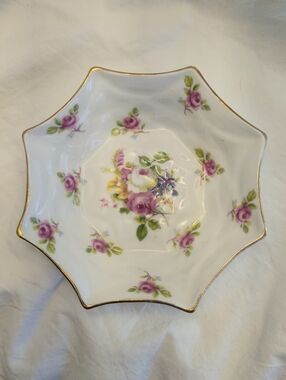 Royal Standard Roses English Bone China Octogon Trinket Tray / Candy Dish
